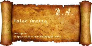 Maier Anetta névjegykártya